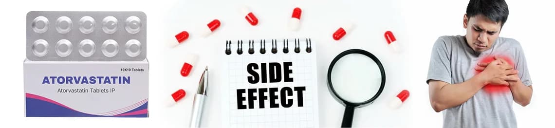 what are the most common Side effects of atorvastatin in a webp image