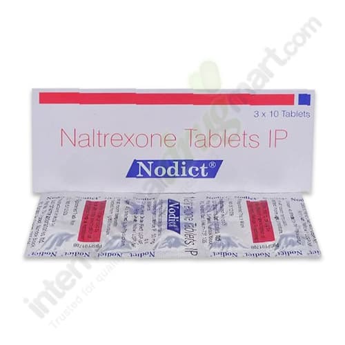 Naltrexona 50mg comprimidos en tira.