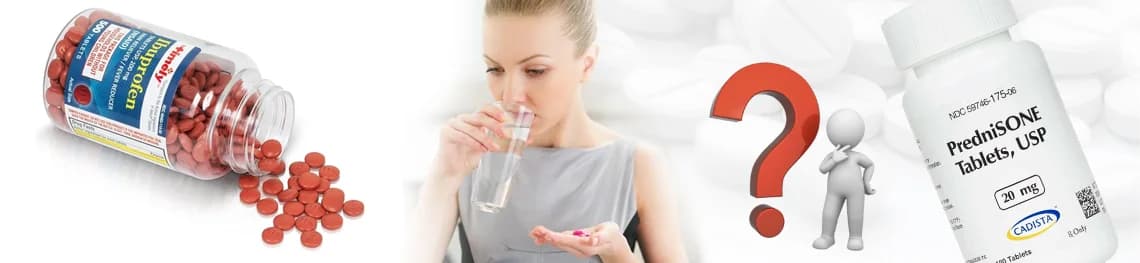 CAN I TAKE IBUPROFEN AND PREDNISONE TOGETHER in a webp image