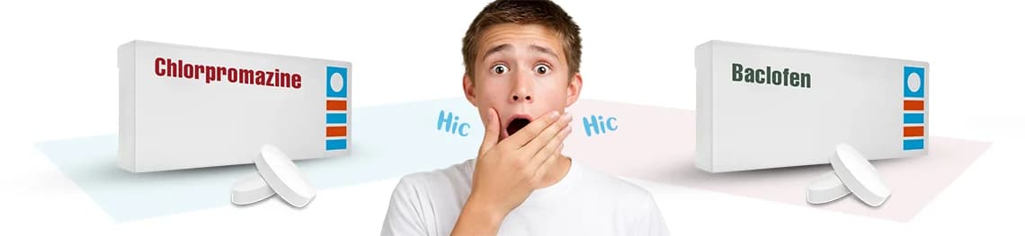 chlorpromazine vs baclofen for hiccups in a webp image