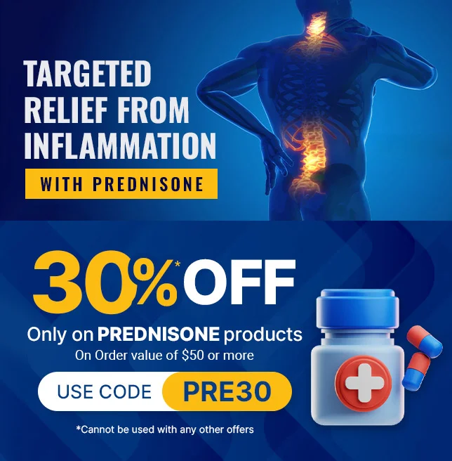 30% OFF on Prednisone medication on orders above $50. Use code PRE30.